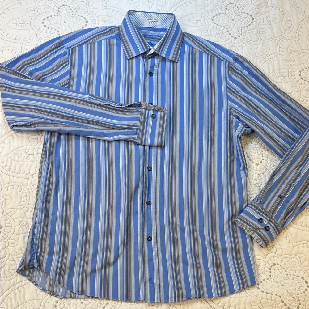 Tailorbyrd Striped Button Down Collared Shirt - M… - image 3